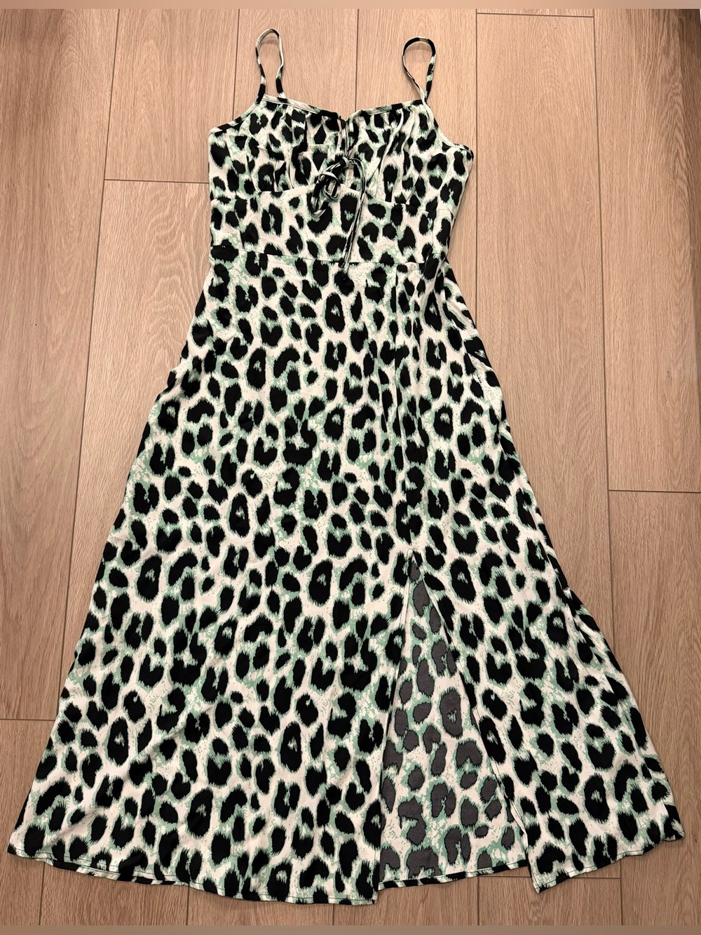 Brand new- size medium- Leopard-Print Spaghetti Strap Dress - Black & Cream